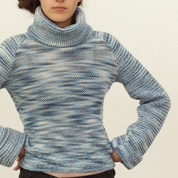 Missoni 100% Lana Wool High Neck Sweater Blue - Picture 3 of 11